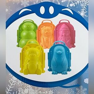 🆕 Boxed 5 piece Snowball Maker Set: Santa, penguin, snowman, cat, teddy bear